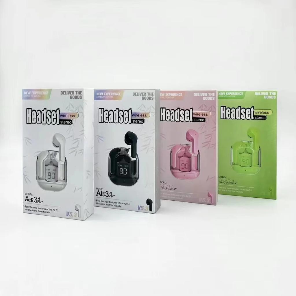 Air 31 Wireless Earbuds with Transparent Crystal Case