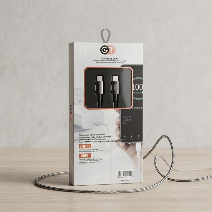 GT USB-C to USB-C Fast Charging & Data Cable Black