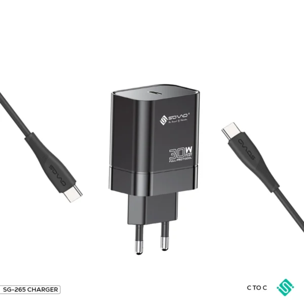 SOVO SG-265 LAZER 30W Fast USB-C Charger with Cable