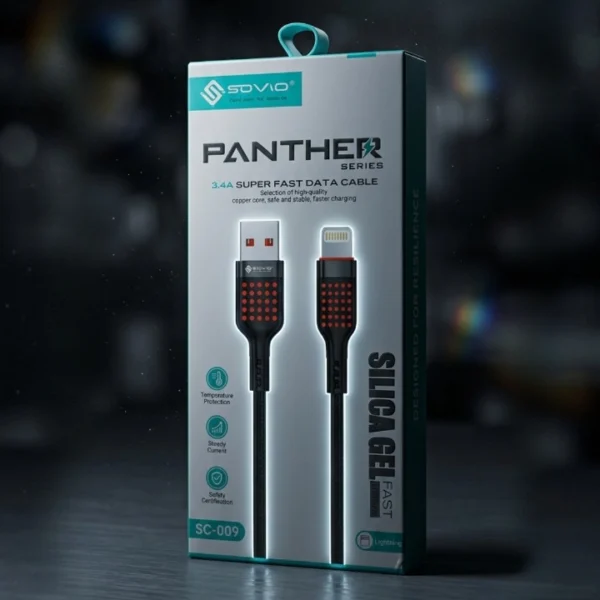 SOVO SC-009 Panther iPhone Cable Fast Charging Silica Gel