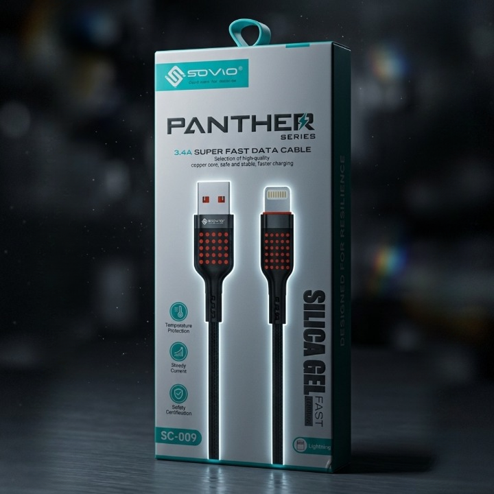 SOVO SC-009 Panther iPhone Cable Fast Charging Silica Gel