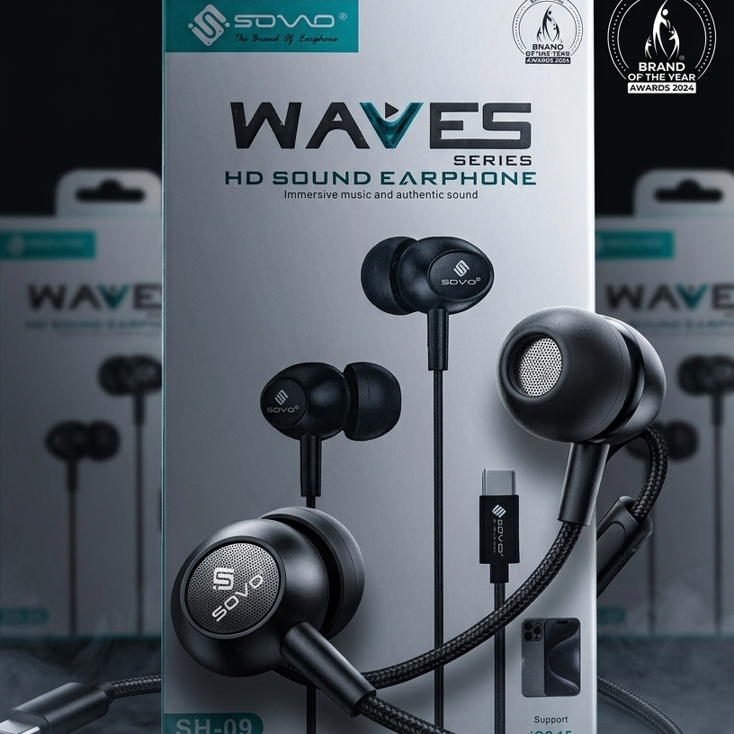 SOVO Waves SH-09 Type-C Earphones with HD Sound & Bass