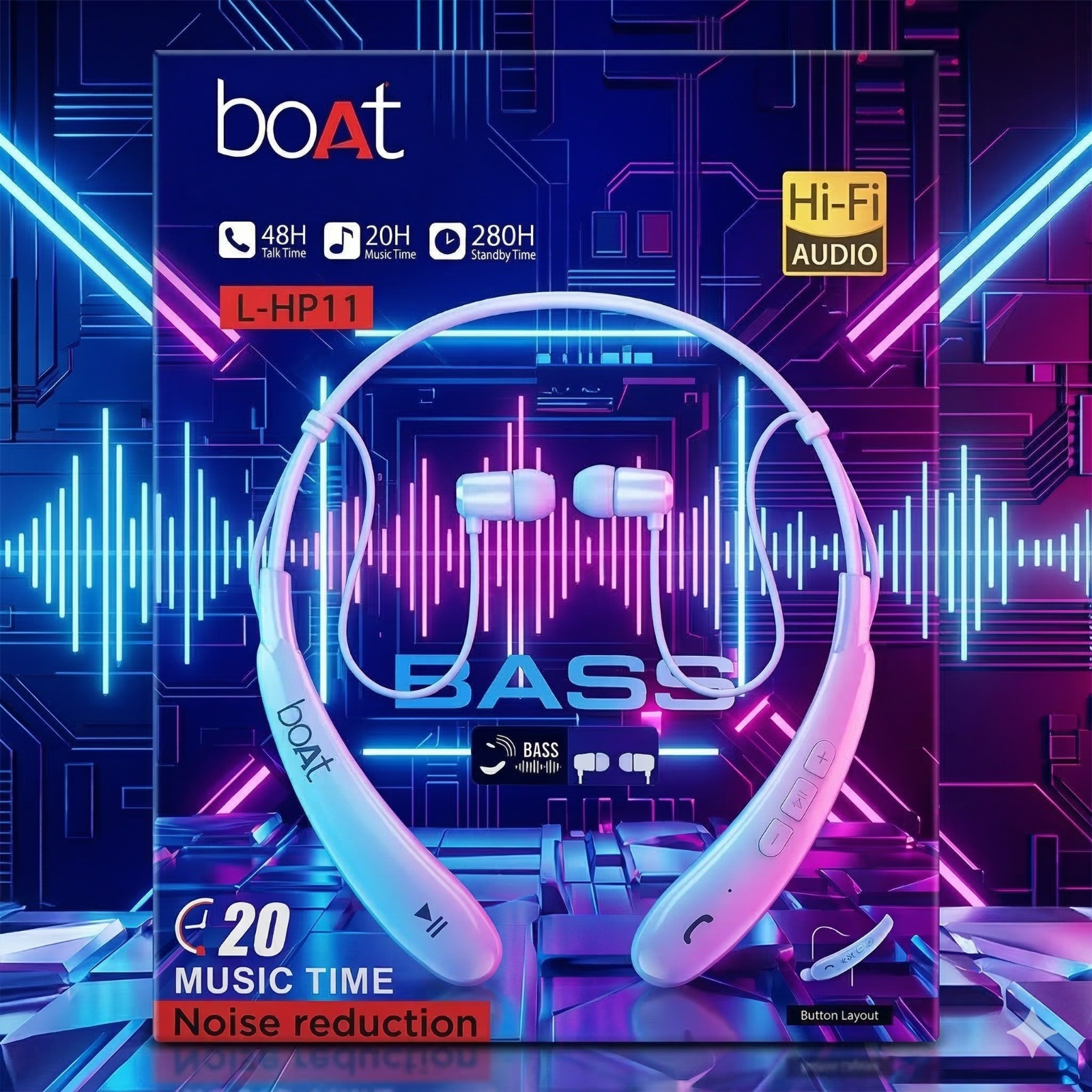 Boat L-HP 11 Wireless Neckband with Powerful Bass