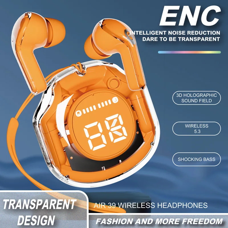Air 39 Transparent Wireless Earbuds Bluetooth 5.3 ENC