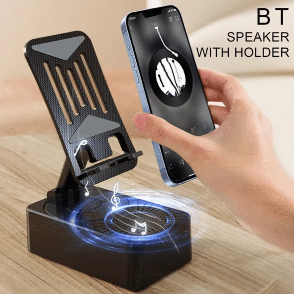 3-in-1 Rotating Foldable Phone Stand with Bluetooth Speaker