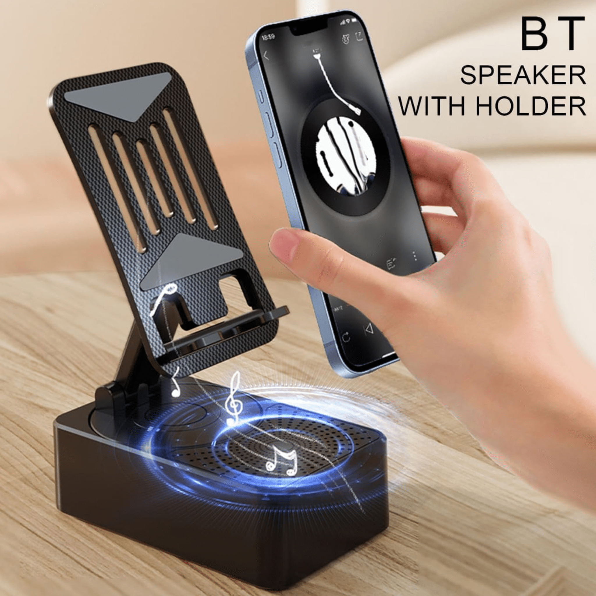 3-in-1 Rotating Foldable Phone Stand with Bluetooth Speaker