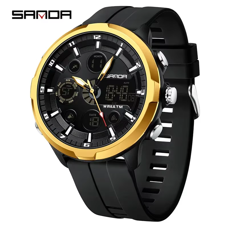 SANDA 9053 Waterproof Digital Men’s Quartz Watch product image