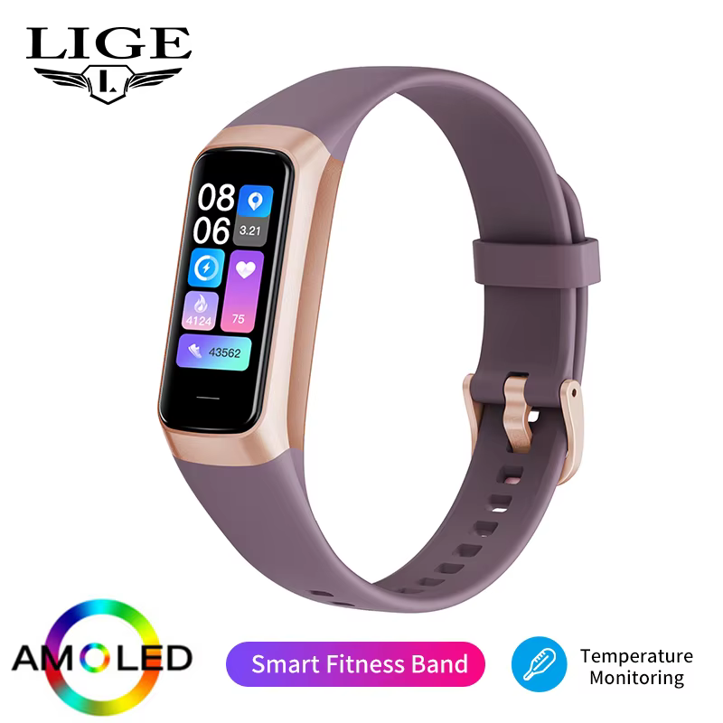 LIGE 1.1 Inch AMOLED Heart Rate Monitor Smart Bracelet