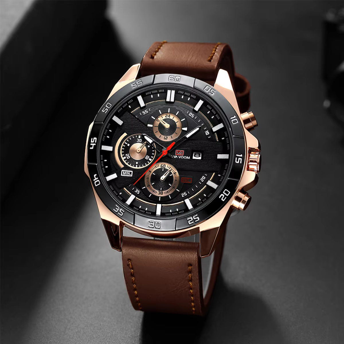 VA VA VOOM Men’s Racing Series 46mm Leather Watch product image