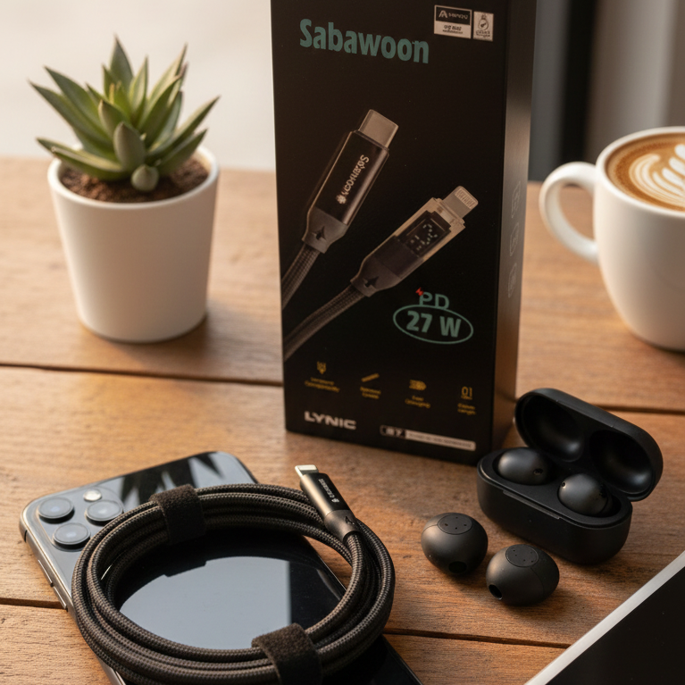 Sabawoon Type-C to iPhone Cable with 27W PD Fast Charging