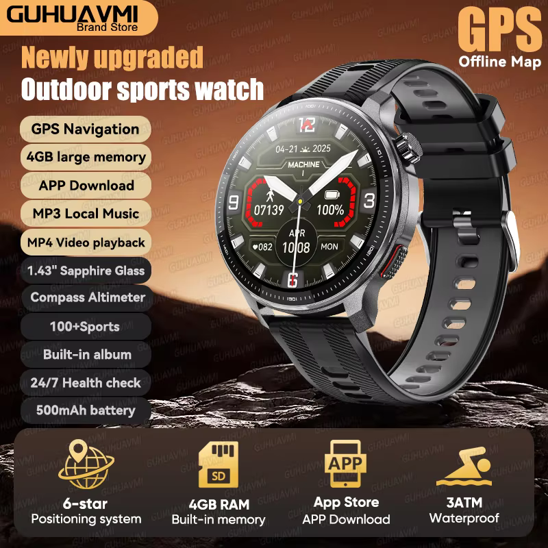 GUHUAVMI T-Rex3 Ultra GPS Sports Smartwatch 1.43" AMOLED