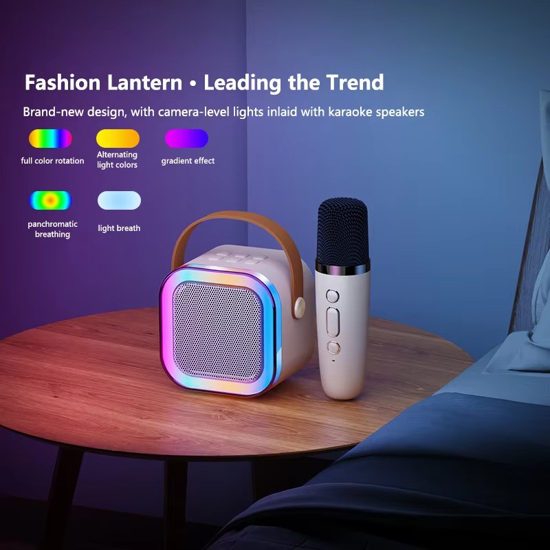 K12 Portable Bluetooth Speaker with Wireless Mic and RGB Lights