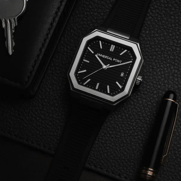 Universal Point UP 1988 Square Dial Leather Strap Watch