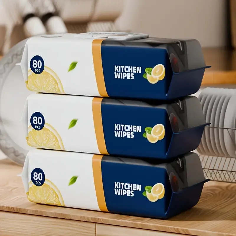 Pack of 80 Kitchen Wipes for Multipurpose Cleaning