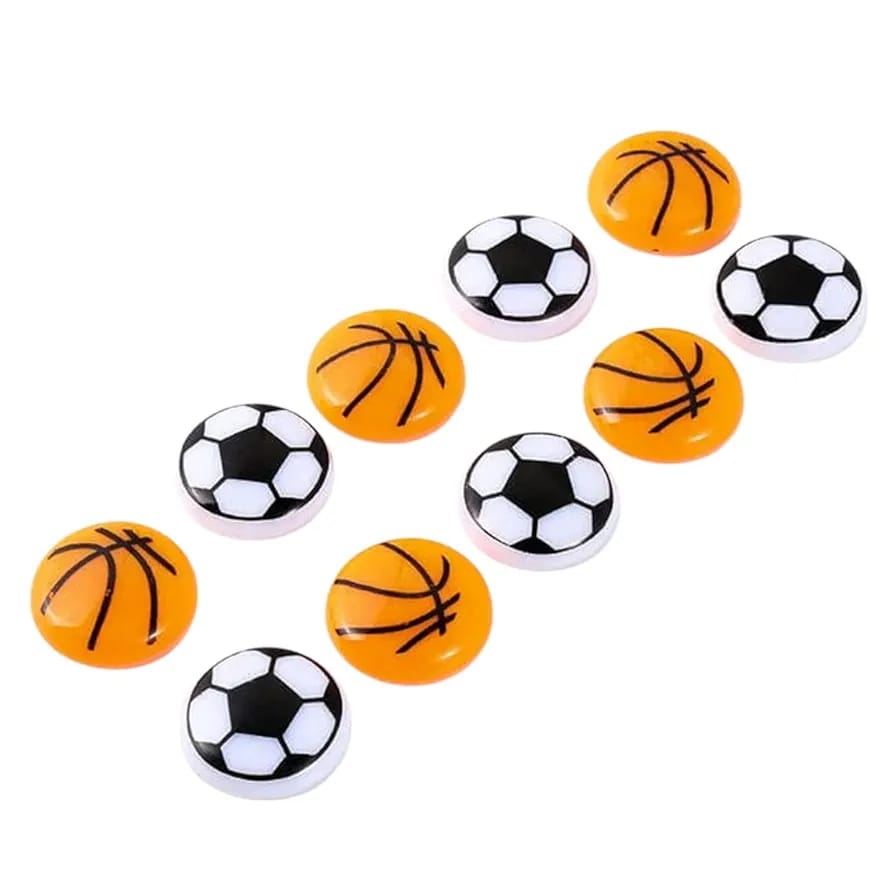 Set of 10 Basketball & Football Refrigerator Magnets 1.5in