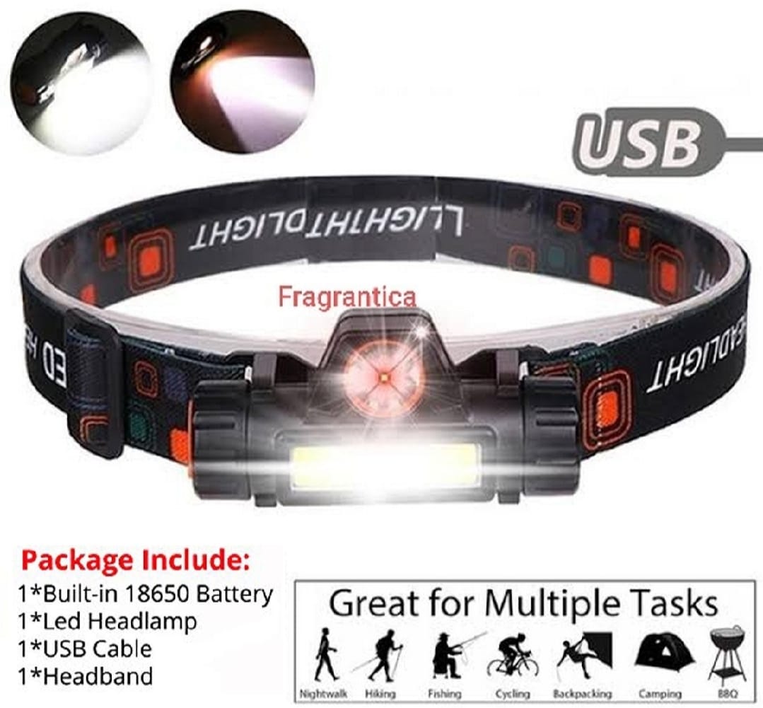 Rechargeable Waterproof LED Headlamp with Magnetic Side