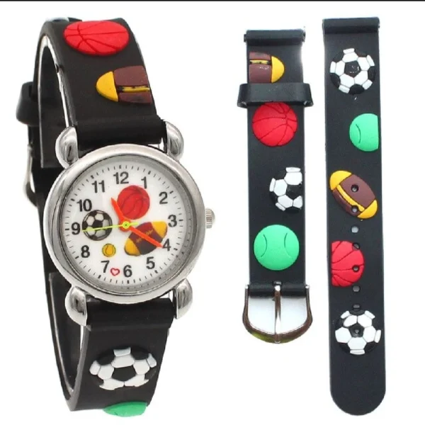 Kids Cute Football Cartoon Silicone Quartz Watch