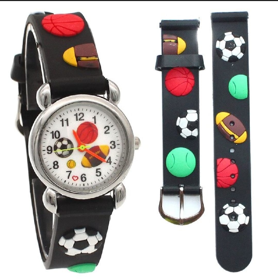 Kids Cute Football Cartoon Silicone Quartz Watch