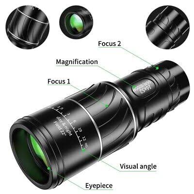 16x52 HD Monocular Telescope with Dual Focus and Anti-Reflective Lens