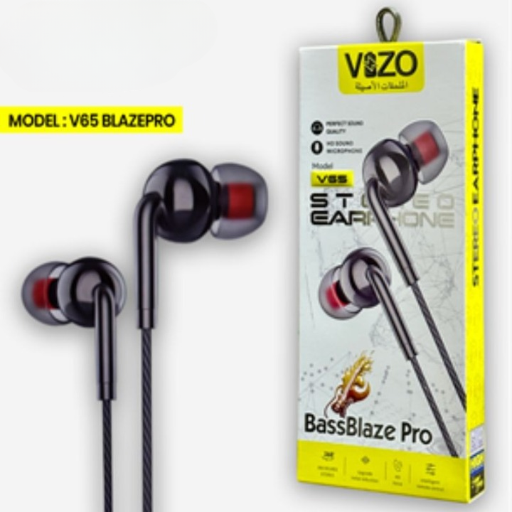 V65 Blaze Pro Wired Stereo Earphones with Mic and Controls