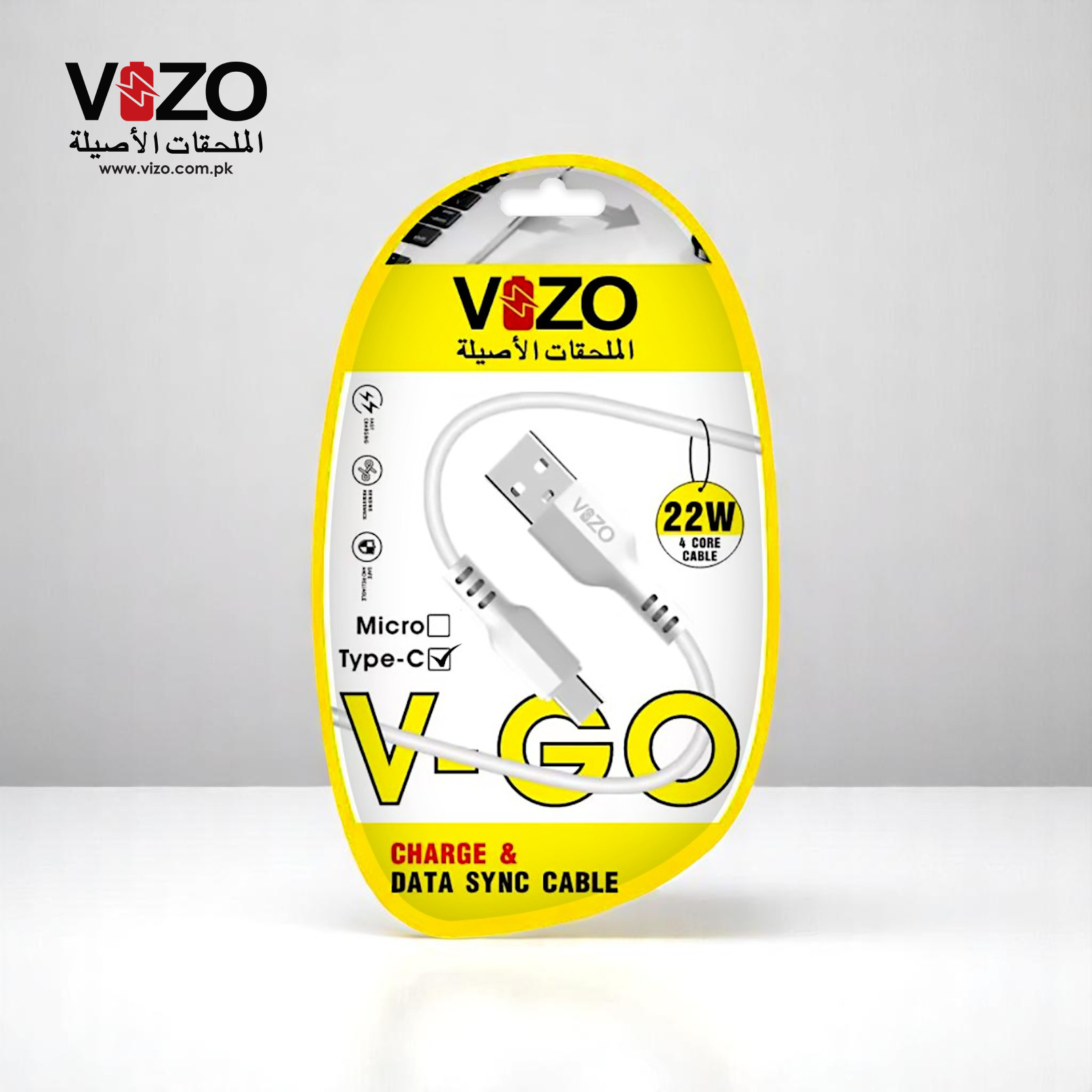 Vizo V-Go 22W Fast Charging Type-C Data Cable 1m