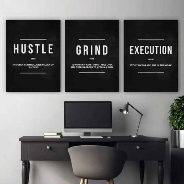Set of 3 Motivational Wooden Canvas Frames 8x11 Inch