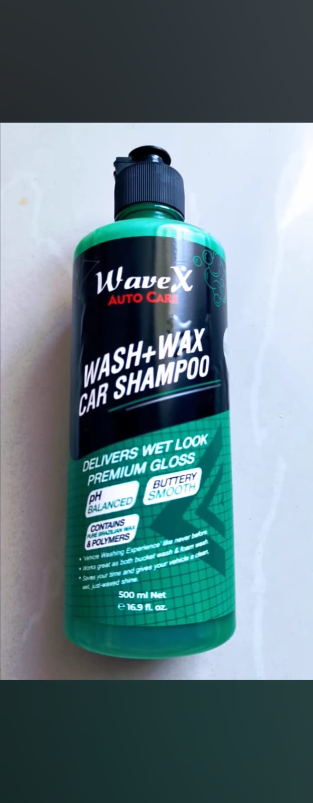 WaveX Wash + Wax Car Shampoo 200ml for Premium Gloss