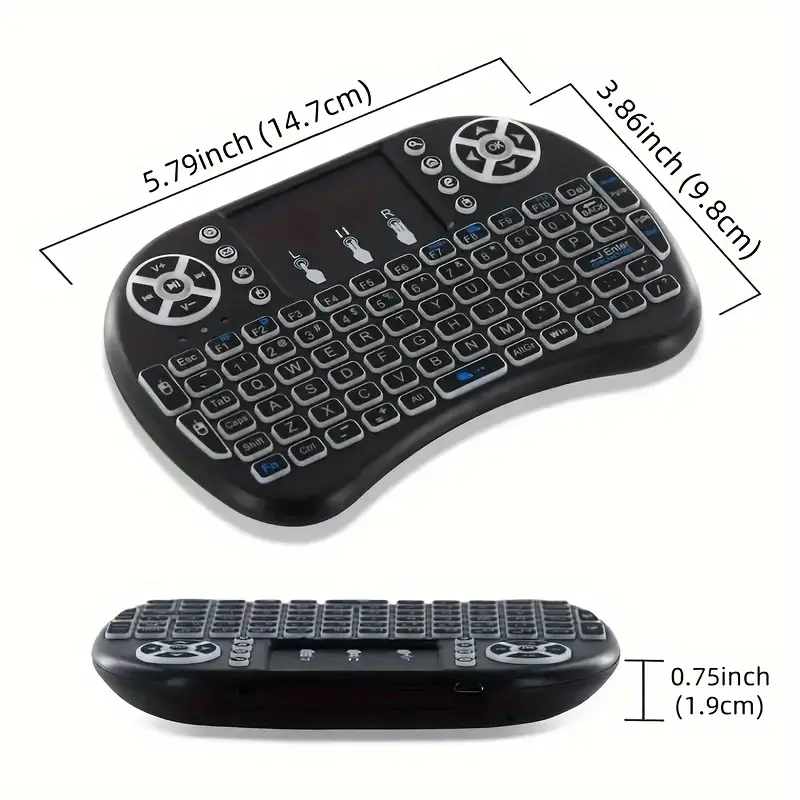 i8 Mini Wireless Keyboard with Touchpad & 7-Color Backlight