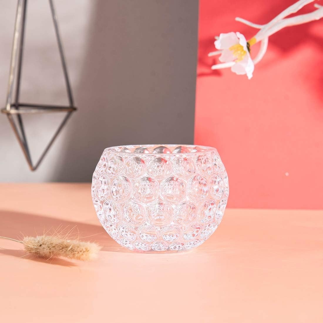 Amber Shine Crystal TeaLight Candle Holder for Décor