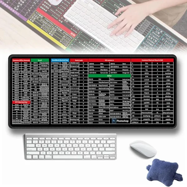 Extended Keyboard Shortcut Mouse Pad 30x80cm for Office & Gaming
