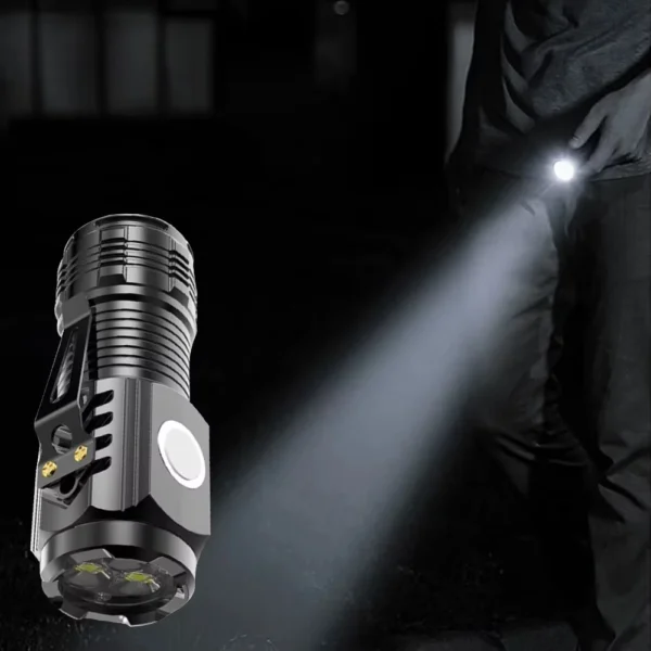 USB Rechargeable Mini LED Flashlight with Clip and Waterproof Design