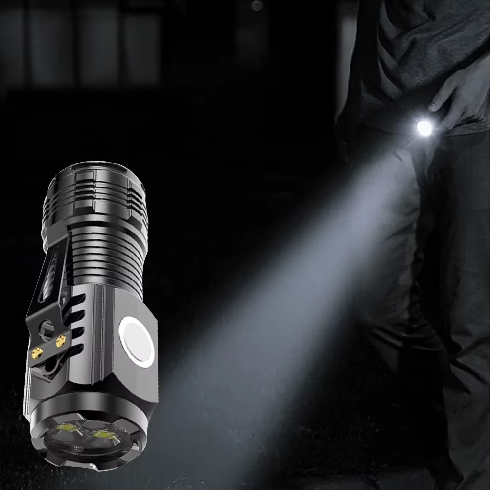 USB Rechargeable Mini LED Flashlight with Clip and Waterproof Design