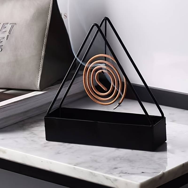 Triangle Iron Mosquito Coil Holder Black 15x12.5cm