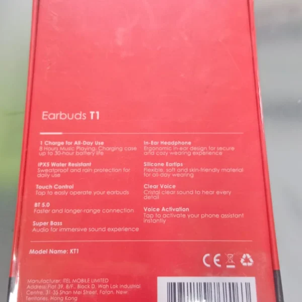 Itel T1 Earbuds with 30-Hour Battery Life