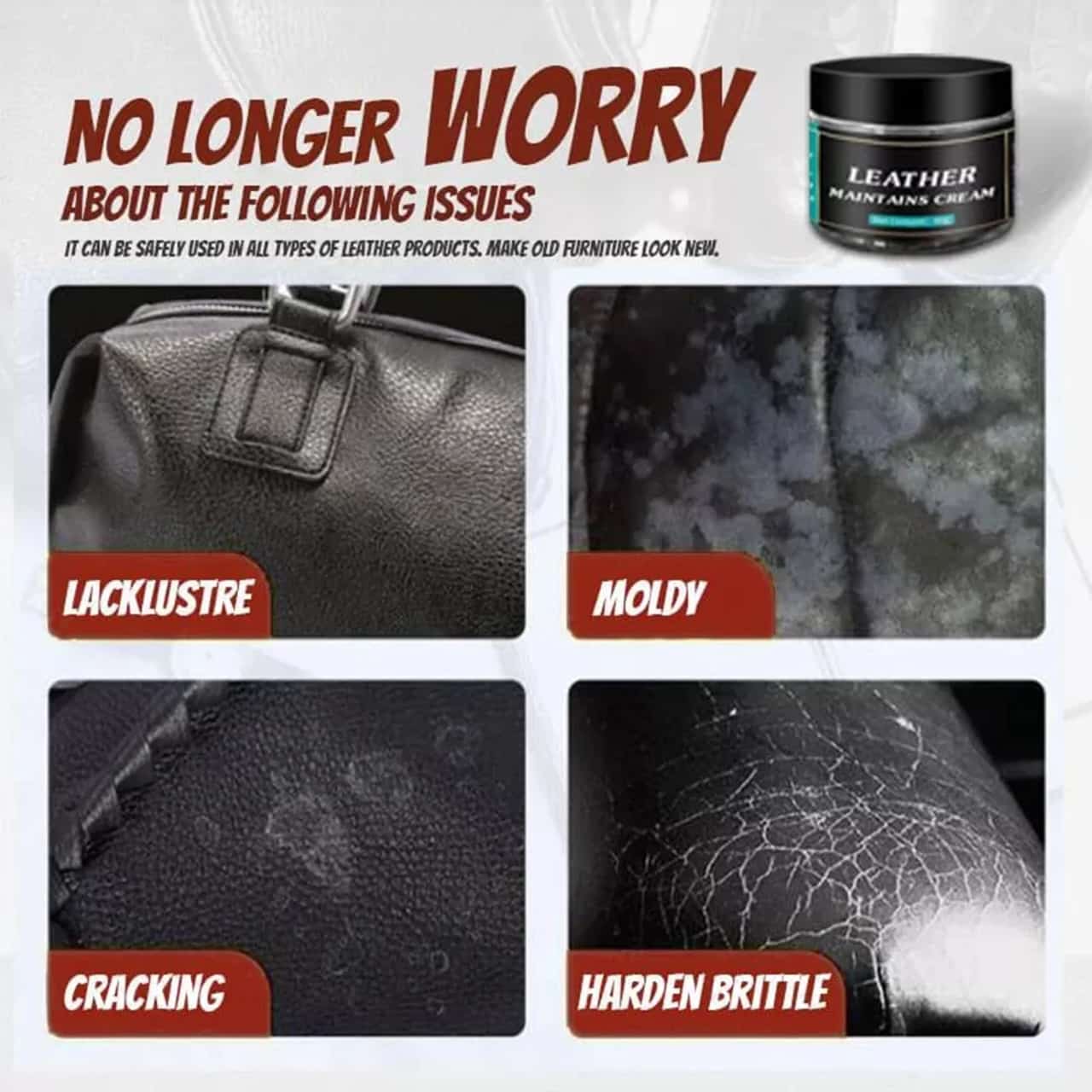 Leather Repair Cream Polish 50g for Shoes Bags Seats