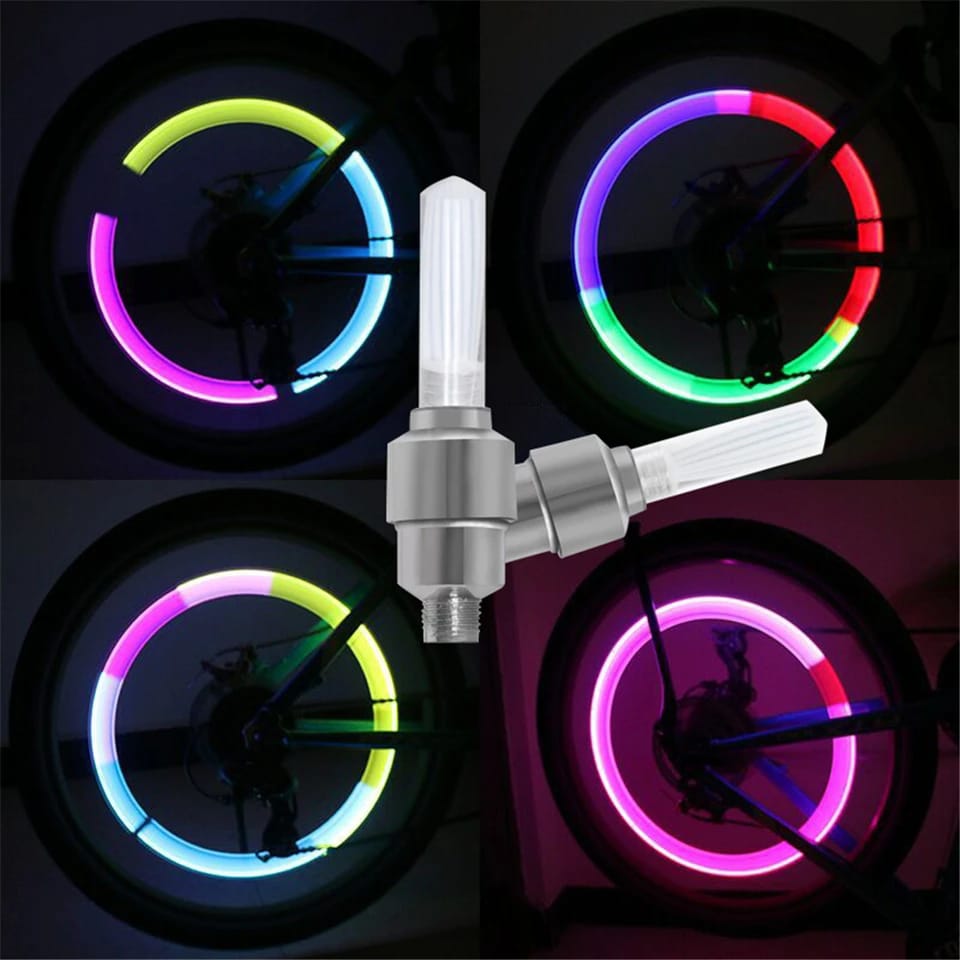 Multicolor LED Wheel Valve Cap Lights for Cars & Bikes