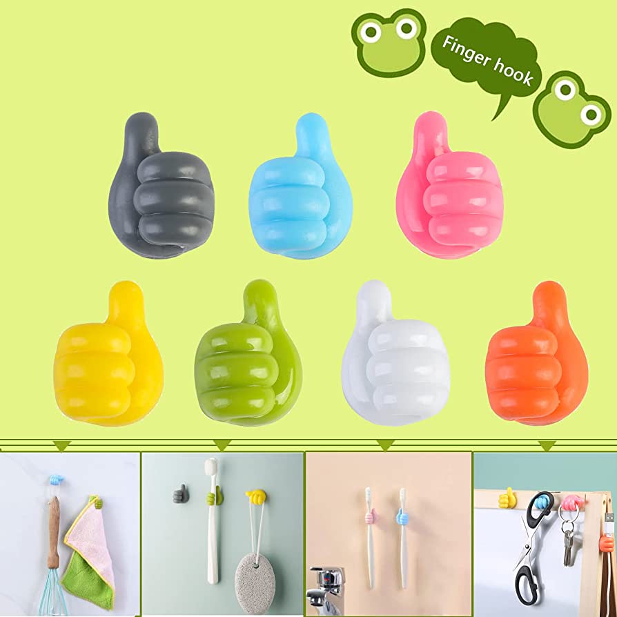Pack of 10 Silicone Thumb Wall Hooks – Creative Key Hangers