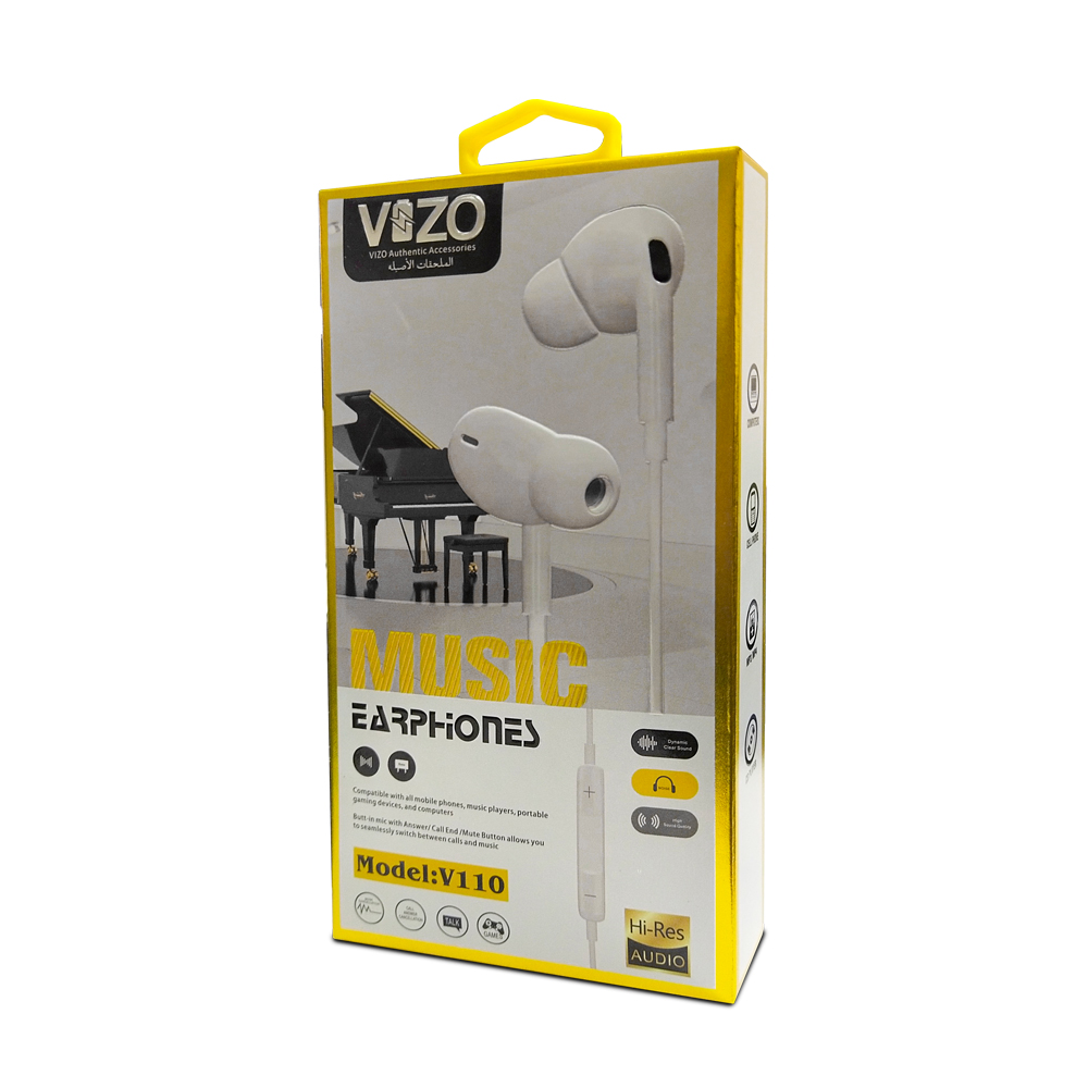 VIZO V110 Wired In-Ear Stereo Earphones with Super Bass