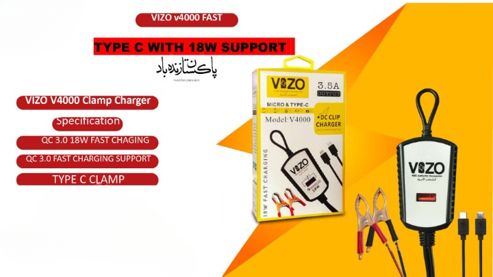 V4000 Dual Cable Clip Charger 18W Fast Charging