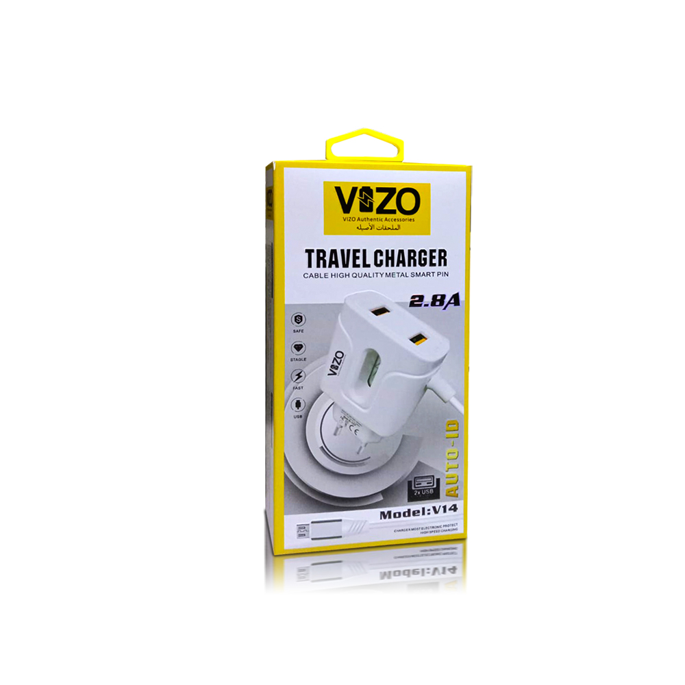 VIZO V14 Fast Charger 2.8A with Dual USB and Copper Connector