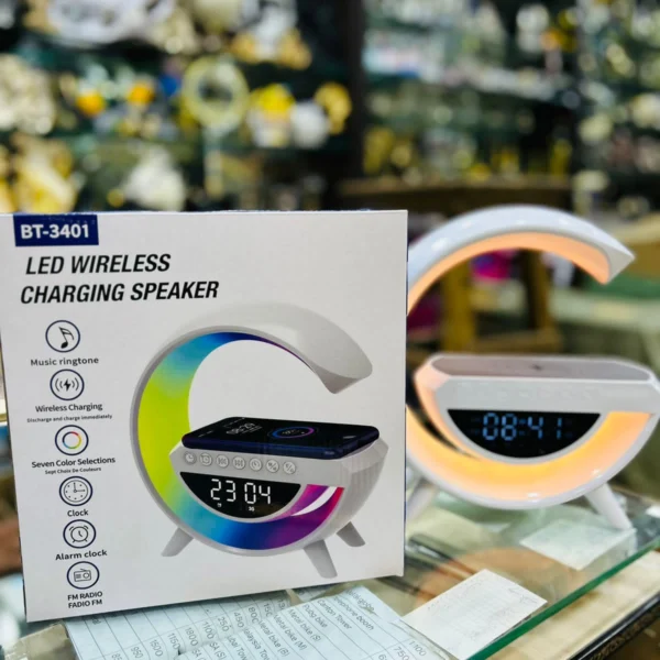 BT-3401 G-Shaped LED Speaker with Wireless Charging