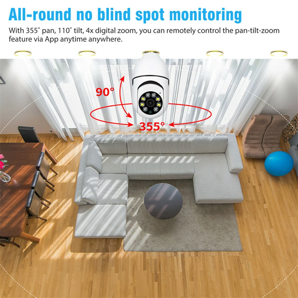 Speed-X 1080p Wifi Bulb Camera with Night Vision and Two-Way Audio