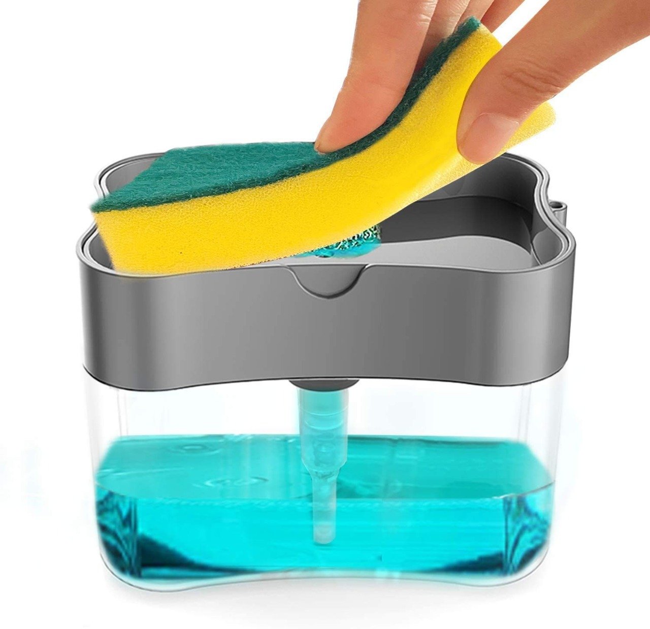 2-in-1 Dish Soap Pump Dispenser with Sponge Caddy