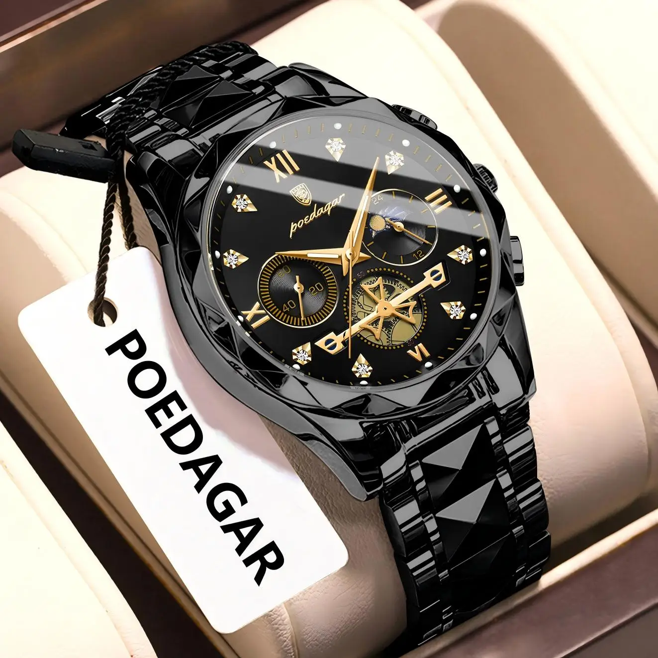 POEDAGAR Stainless Steel Chronograph Men’s Wristwatch product image