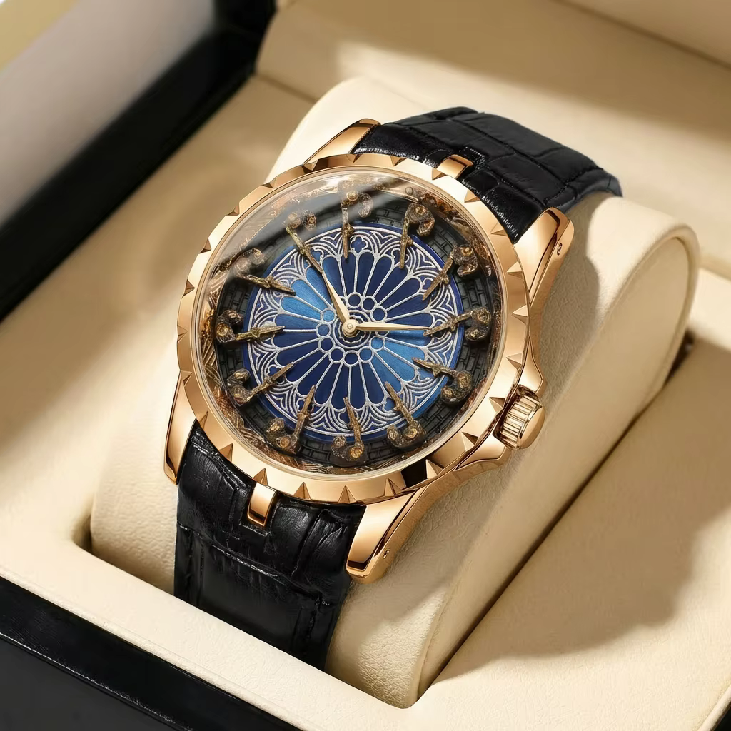 Retro Men’s Leather Automatic Quartz Watch Large Dial product image