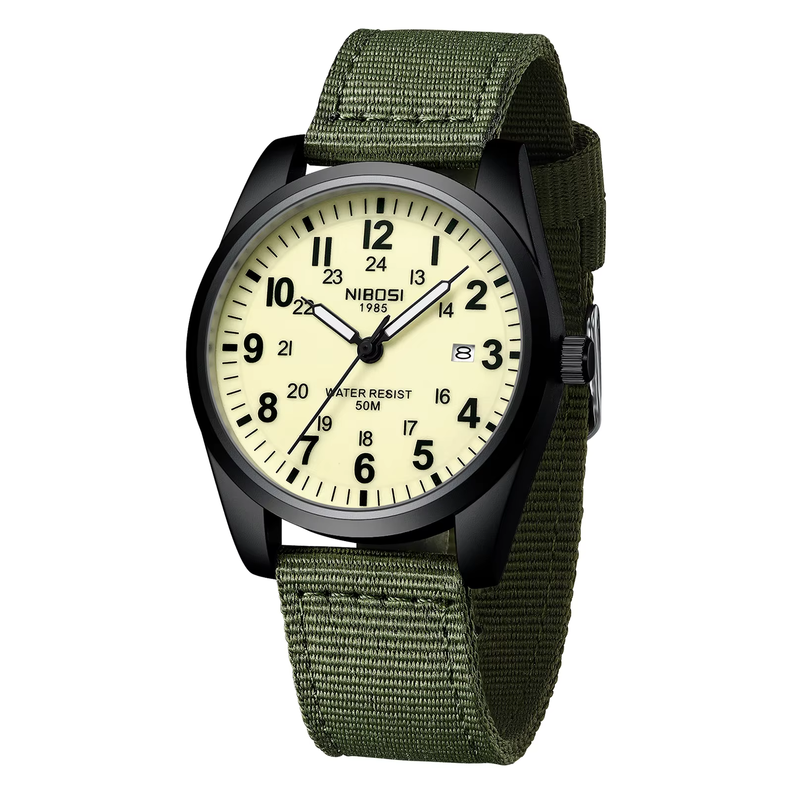NIBOSI Men’s Military Analog Watch with Calendar & Luminous Dial product image