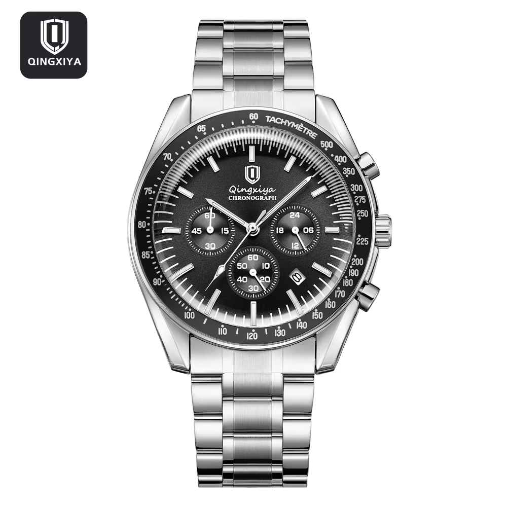 QINGXIYA Men’s Stainless Steel Quartz Watch Waterproof product image