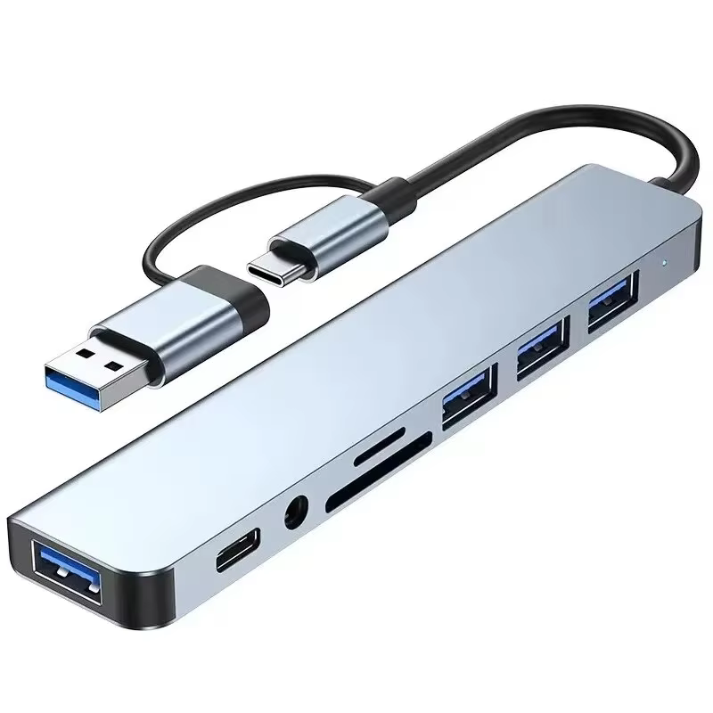 8 in 2 USB Hub with USB-C, USB 3.0/2.0, SD/TF Card Reader