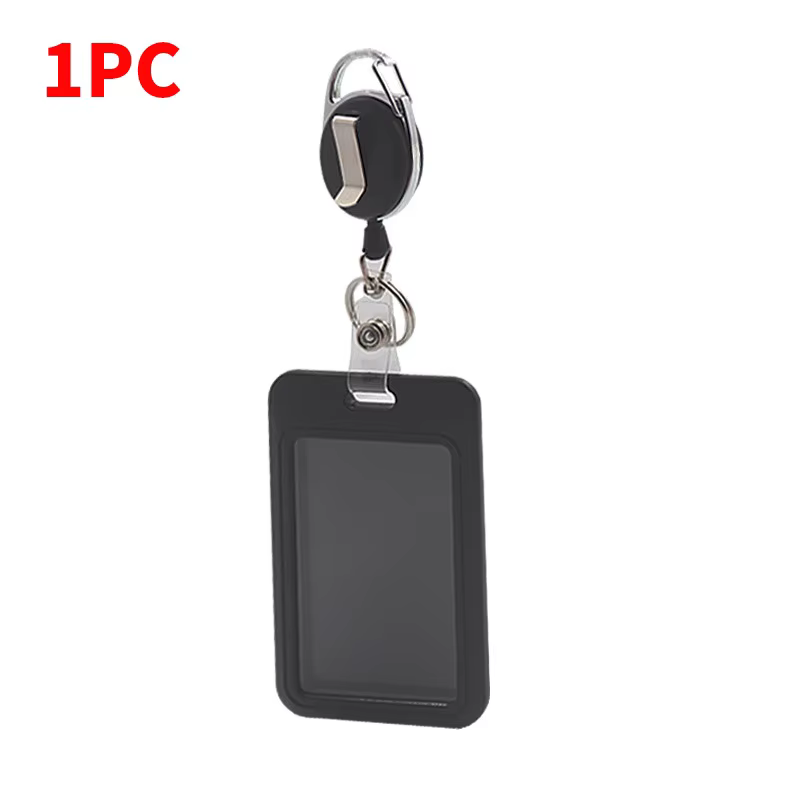 High-End Retractable Black Card Holder for Work & Students