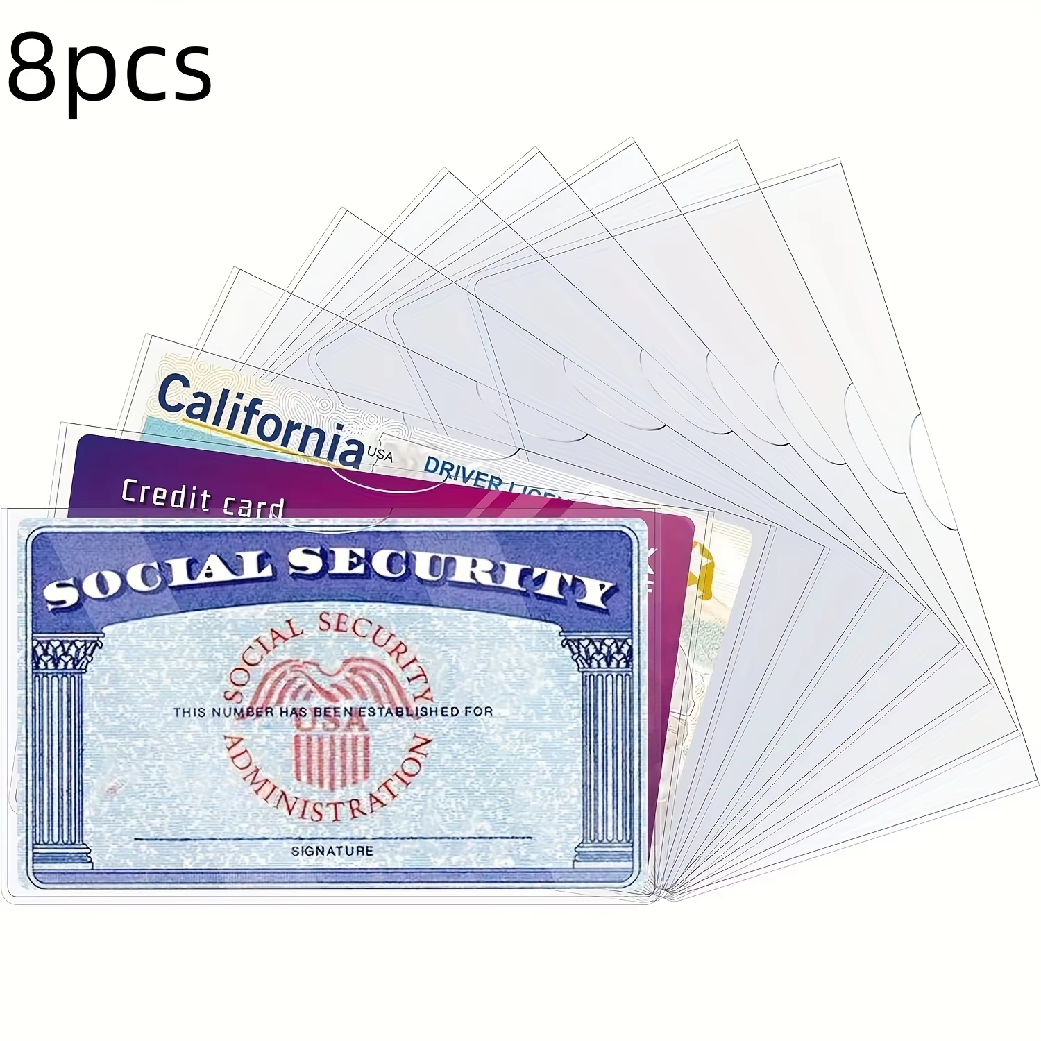 8pcs PVC Card Covers for Social Security and Credit Cards